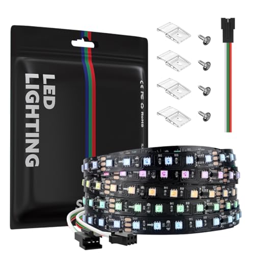 WS2811 RGB IC LED Streifen 5M 108 LEDs/m Hohe Dichte Licht Strip DC24V Breite 8mm Dimmbar Traumfarbe Lichtleiste IP30 Nicht-Wasserdicht FCB Schwarz für Inneneinrichtung DIY Projekte von SEZO