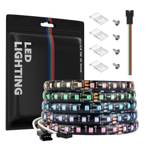 WS2811 RGB IC LED Streifen 5M 108 LEDs/m Hohe Dichte Licht Strip DC24V Breite 8mm Dimmbar Traumfarbe Lichtleiste IP65 Wasserdicht FCB Schwarz für Inneneinrichtung DIY Projekte von SEZO