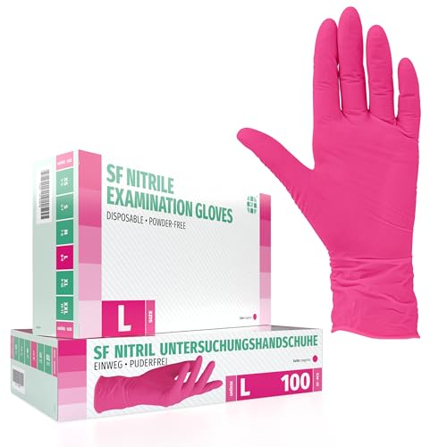 SF Nitrilhandschuhe L Magenta – 100 Stück Einweghandschuhe, Einmalhandschuhe, Medizinische handschuhe, Puderfrei, Latexfrei, für Kochen, Putzen, Medizin, Kosmetik, Haushalt SF Nitrilhandschuhe L Magenta – 100 Stück Einweghandschuhe, Einmalhandschuhe, Medizinische handschuhe, Puderfrei, Latexfrei, für Kochen, Putzen, Medizin, Kosmetik, Haushalt von SF Medical Products GmbH
