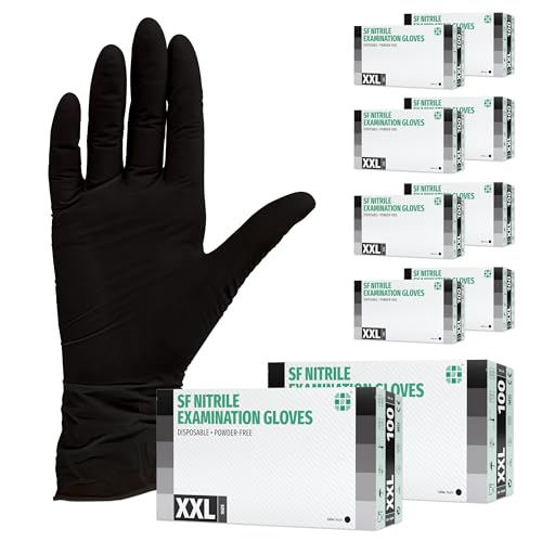 SF Nitrilhandschuhe XXL Schwarz – 1000 (10x100) Stück Einweghandschuhe, Einmalhandschuhe, Medizinische handschuhe, Puderfrei, Latexfrei, für Medizin, Küche, Putzen, Kosmetik, Haushalt SF Nitrilhandschuhe XXL Schwarz – 1000 (10x100) Stück Einweghandschuhe, Einmalhandschuhe, Medizinische handschuhe, Puderfrei, Latexfrei, für Medizin, Küche, Putzen, Kosmetik, Haushalt von SF Medical Products GmbH