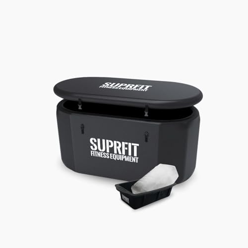 Suprfit Ice Bath Eisbad Wanne - Optimale Isolierung für langanhaltende Kälte im Wasser. Effektive Muskelregeneration durch Kaltwassertraining (Schwarz mit Eisblock Set (6Stk.), L) von SF SUPRFIT