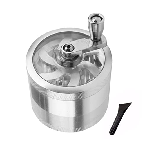 4 Schichten Tabakmühle Handbuch Aluminium Kräuter Kräuter Gewürzmühle Gras Rauch Brecher Hand Kurbel Müller Bestäuber Zubehör von SFAFT