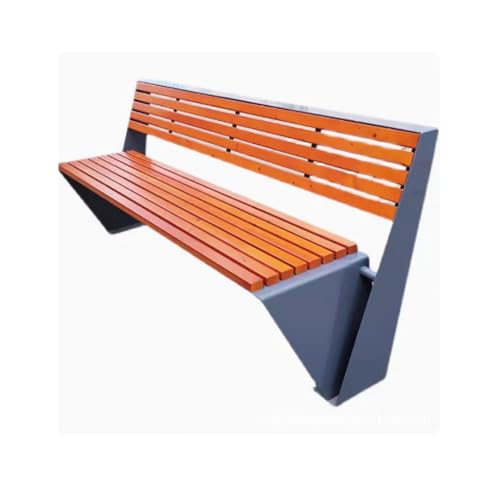 Außenbank Edelstahl ParkstuhlAußenbankenAnanasgitterMassivholz Kunststoff Holz RückenlehneVerdickte Stahlbanksitze Auf Der Terrasse Parkbank Für Draußen(200 * 60 * 80) von SFANIIX