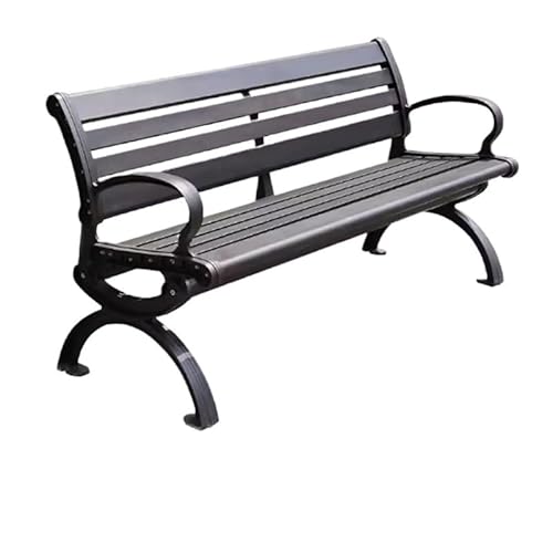 Außenbank Parkbank Outdoor Freizeitstuhl Quadratische Aluminiumlegierung Doppelbank Rückenlehne Gemeinsame Außen-Sitzplatz Parkbank für Draußen (Größe : A 150CM) von SFANIIX