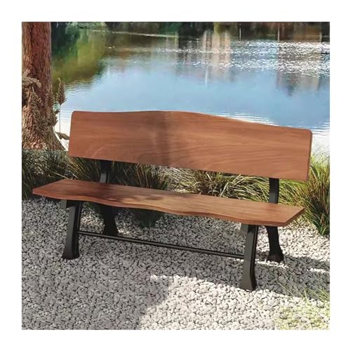 Außenbank Parkstuhl Outdoor Anti-Korrosion Holz Rust Bank Hof Geformte Aluminium Stuhl Außerhalb Gemeinschaft Freizeit Rückenlehne Streifen Parkbank für Draußen (Color : B 180CM) von SFANIIX