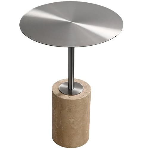 Beistelltisch aus Travertin, Couchtisch, für Zuhause, einfach, Balkon, Beistelltisch, rund und elegant, Ecktisch für Sofa, Beistelltisch von SFANIIX