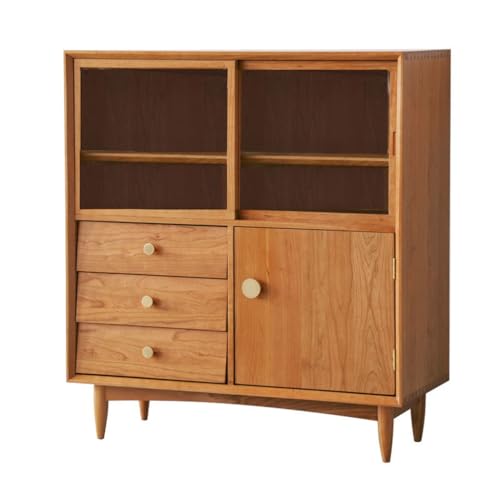 Buffet Nordic Sideboard aus Massivholz Aufbewahrungsschrank aus Kirschholz Restaurant Aufbewahrungsschrank aus Massivholz Moderne und minimalistische Möbel Teeschrank Sideboard mit von SFANIIX
