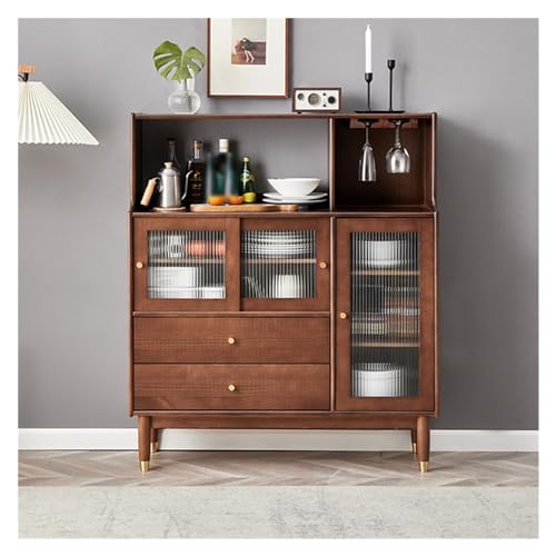Buffetschrank Barschrank Kommode, Akzentküche Aufbewahrungsschrank mit Glastüren, Akzentschrank für Wohnzimmer, Esszimmer, Schlafzimmer Kommode mit Stauraum (Size : 110 * 40 * 128cm) von SFANIIX