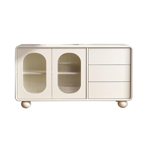 Buffetschrank Buffetschrank Freistehende Kommode und Buffetaufbewahrung mit Tür Buffetschrank Holz für Schlafzimmer, Wohnzimmer, Küche oder Flur (Weiß) Kommode mit Stauraum von SFANIIX
