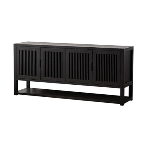 Buffetschrank Chinesische Massivholz Buffetküche Holz Kommode Lebensmittelaufbewahrungsschrank schwarz Kommode geeignet für Schlafzimmer und Restaurants Kommode mit Stauraum(M:140 * 40 * 65cm) von SFANIIX