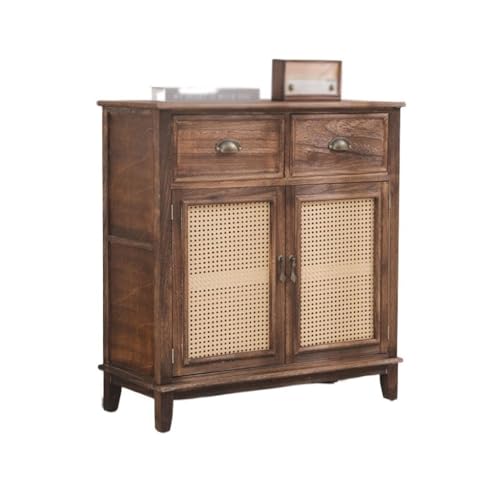 Buffetschrank Chinesische Retro Massivholz Kommode Haushalt Rattan Teeschrank Kommode Wohnzimmer Wandaufbewahrung Kommode mit Stauraum(B) von SFANIIX