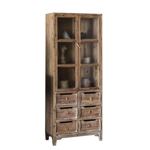 Buffetschrank Einfache lagerung restaurant kommode wohnzimmer alten schrank retro massivholz glas bücherregal boden aufbewahrungsschrank Kommode mit Stauraum von SFANIIX