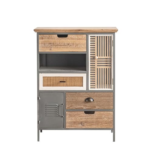 Buffetschrank Eisen Retro Aufbewahrungsschrank Massivholz Seitenschrank B&B Barkommode Dekorative Aufbewahrungsvitrine Kommode mit Stauraum von SFANIIX