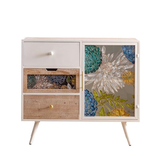 Buffetschrank Handbemalte Emaille-Kommode, Speisekammer, Glas helle Luxus Kommode Kommode mit Stauraum von SFANIIX