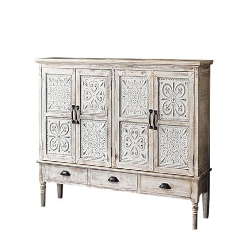 Buffetschrank Kommode Massivholz Retro geschnitzt antik Wohnzimmer Wandschrank Schrank Skandinavischer Eingangsbereich Kommode mit Stauraum von SFANIIX