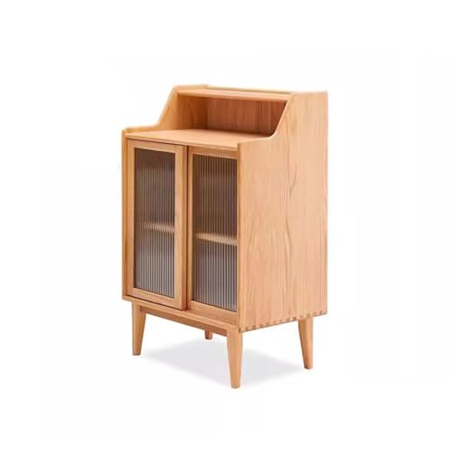 Buffetschrank Massivholz Kommode Moderne minimalistische Glastür Weinschrank Skandinavische Eiche Esszimmer Aufbewahrungsschrank Kommode mit Stauraum von SFANIIX