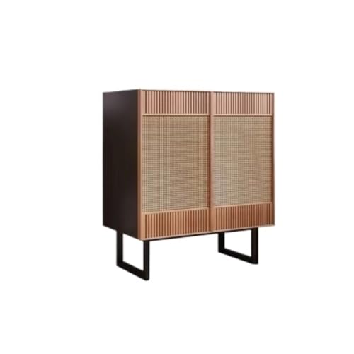 Buffetschrank Massivholz Rattan Kommode Modern einfaches Buffetschrank Badezimmerschrank Weinschrank für Zuhause Kommode mit Stauraum(A) von SFANIIX