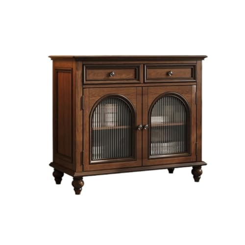 Buffetschrank Massivholz Retro Kommode Küchenschrank Bauernhaus Kommode Kaffeebarschrank mit Aufbewahrungsfunktion Kommode mit Stauraum(S:100 * 45 * 87.7cm) von SFANIIX
