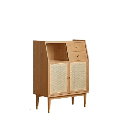 Buffetschrank Massivholz Seitenschrank Moderne einfache Eiche Kommode Nordic Home Kleine Wohnung Wohnzimmer Rattan TV Seitenschrank Kommode mit Stauraum von SFANIIX