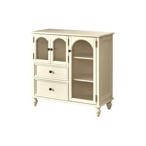 Buffetschrank Massivholz multifunktionale Kommode Haushalt einfacher Aufbewahrungsschrank Porzellanschrank mit Glastür Kommode mit Stauraum(A) von SFANIIX