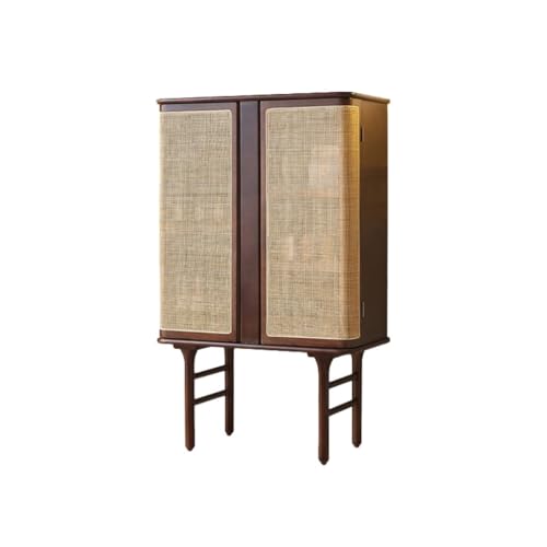Buffetschrank Nordic Rattan Massivholz Kommode Haushalt Esche Wand Weinschrank Doppeltür Dreischichtiger Aufbewahrungsschrank Kommode mit Stauraum von SFANIIX