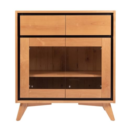 Buffetschrank Nordic einfache Kommode Holz Kommode Wohnzimmer Dekorative Schrank Glastür Badezimmer Aufbewahrungsschrank Kommode mit Stauraum von SFANIIX
