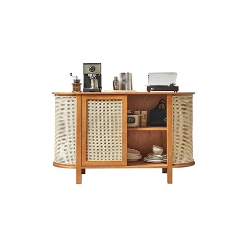 Buffetschrank Rattan Esstisch Gegen Die Wand Einfache Wohnzimmer Hause Holz Schrank Kommode mit Stauraum von SFANIIX