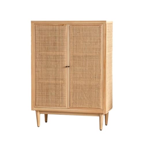 Buffetschrank Retro Einfache Massivholzkommode, Kleines Apartment, Flur, Wohnzimmer, Rattan Schrank Kommode mit Stauraum von SFANIIX