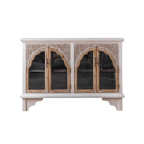 Buffetschrank Retro Notleidenden Geschnitzte Glas Tür Kommode Wohnzimmer Eingang Schrank Haus Einfache Lagerung Kommode mit Stauraum von SFANIIX