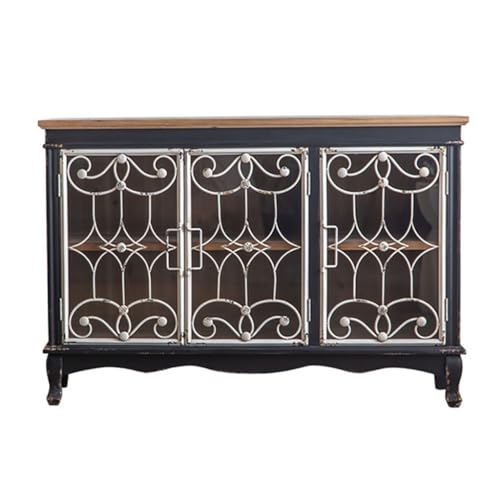 Buffetschrank Retro Stil Schrank Schwarz Kreatives Wohnzimmer Esszimmer Möbel Kommode Schrank für Zuhause Sideboard mit Stauraum von SFANIIX