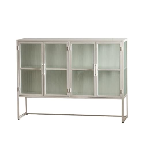Buffetschrank Schmiedeeiserner weißer Eingangsschrank Wohnzimmer mit Stauraum Seitenschrank Einfache moderne Glaskommode Kommode mit Stauraum von SFANIIX