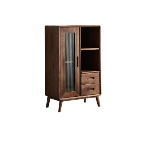 Buffetschrank Schwarz Nussbaum Buffetschrank Holzkommode Wohnzimmerschrank Esszimmermöbelschrank mit Tür Kommode mit Stauraum von SFANIIX
