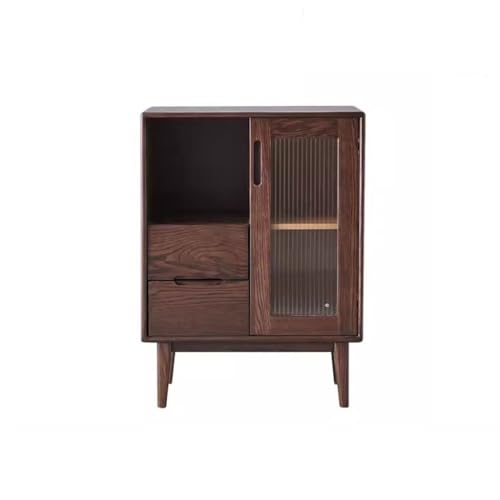 Buffetschrank Vollholz Kommode aus Massivholz, moderner einfacher schwarzer Walnuss Weinschrank, Skandinavischer Restaurantschrank Kommode mit Stauraum von SFANIIX