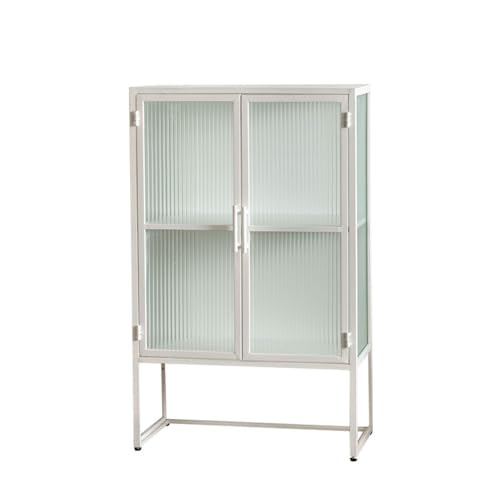 Buffetschrank Wohnzimmer Aufbewahrungsschrank Moderne einfache Glasseitenschrank Weißes Eisen Eingangsschrank Schuhschrank Kommode mit Stauraum von SFANIIX