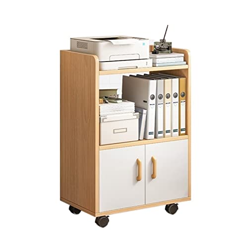 Druckerständer Desktop Drucker Halterung Rack Kleiner Schrank Schließfach mit Tür Boden Wand Abnehmbare Bücherregal mit Rädern Druckertisch(Dstyle-2) von SFANIIX