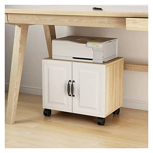 Druckerständer Druckerständer Unter Schreibtisch Organizer Rolling Drucker Copier Organizer Holz Mobile Aufbewahrungsbox für Home Office Drucker Stand Druckertisch(L50xW40xH40cm) von SFANIIX