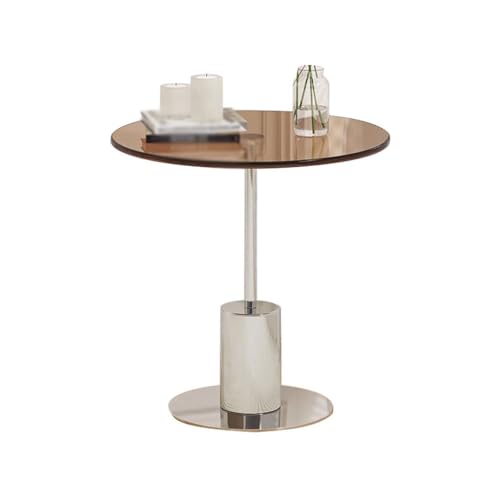 Endtisch Kreative Mini-Sofa-Beistelltisch Mit Glas Runder Couchtisch, Edelstahl Couchtisch Im Wohnzimmer Sofa Beistelltisch von SFANIIX