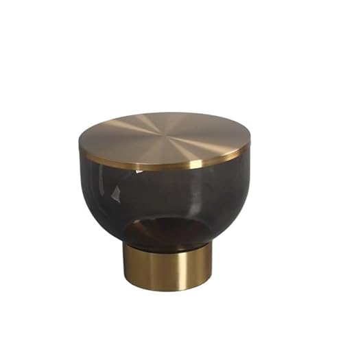 Endtisch Moderner einfacher Couchtisch Wohnzimmerbank Beistelltisch Beweglicher kreativer Glas Ecktisch Sofa Beistelltisch(Durchmesser 48cm Höhe 44cm) von SFANIIX