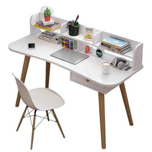 Home Office Einfacher Schreibtisch, Desktop-Computer, Laptoptisch mit Lagerregal, Home Schlafzimmer, Schlafsaal, Studentenschreibtisch, weiß Moderner Einfacher Tisch von SFANIIX