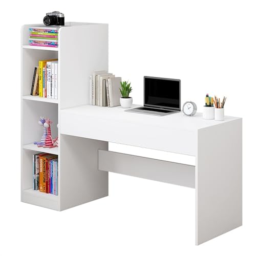 Home Office Einfacher Schreibtisch mit mehrschichtigem Stauraum Bücherregal Schreibtischkombination Multifunktionale Laptoptisch-Workstation Moderner Einfacher Tisch(Size:112CM) von SFANIIX