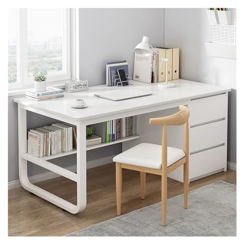 Home Office Multifunktionales Home Office Moderner Laptop-Schreibtisch Arbeitstisch mit 3 Schubladen und Lagerregal Arbeitsplatz Moderner Einfacher Tisch(Color :B,Size:120cm) von SFANIIX