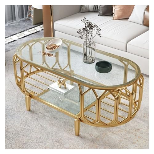 Mitteltisch, modern, oval, aus Glas, modern und einfach, für kleine Wohnung, personalisiertes Haus aus Eisen, kreatives Netzwerk, Wohnzimmertisch, niedriger Beistelltisch (A, X-100 cm) von SFANIIX