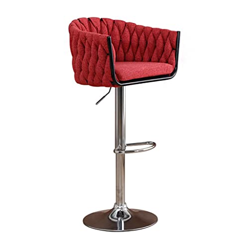 Moderne Barhocker Barstuhl Home Rezeption Küche Lift Stuhl Theke Stuhl Barstuhl Bürostuhl Drehbarer Barstuhl Hochstuhl Esszimmer Stühle (Größe : Red(Baumwollleinen)) von SFANIIX