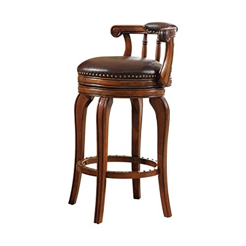 Moderne Barhocker Massivholz Leder Barhocker mit drehbarem High Steool Freizeit Coffee Bar Hocker Home Kitchen Wohnzimmer Stuhl Esszimmer Stühle (Color : A, Size : 76cm) von SFANIIX
