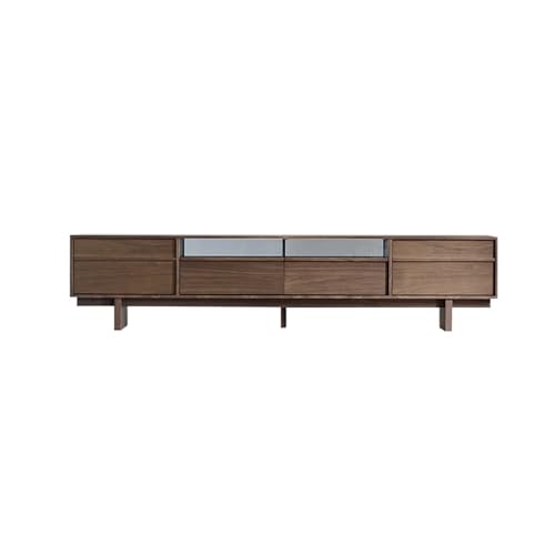 Moderne Medienkonsole ​​180cm Massivholz Wohnzimmer Nussbaumfarbe Aufbewahrungsschrank, Retro Kompakt-Wohnmöbel Ablagetisch, Unterhaltungszentrum Geeignet für Hotels​ für Wohnzimmer Schlafzimmer von SFANIIX