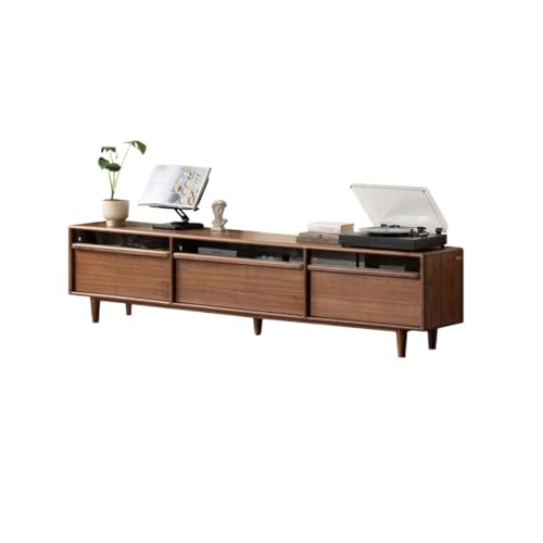 Moderne Medienkonsole 200cm Massivholz Rustischer Wohnzimmer Zentrumsschrank, Modernes Bauernhaus Walnussfarbenes Lagerungsmöbel Geeignet für Ferienwohnung, Hotel, usw für Wohnzimmer Schlafzimmer von SFANIIX