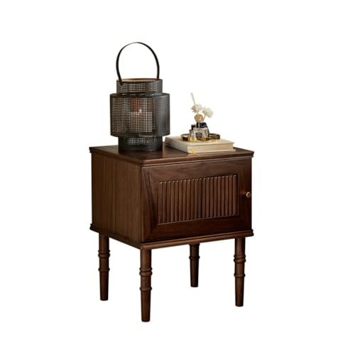 Moderne Nachttische Retro Nachttisch aus schwarzem Nussbaum Schlafzimmer Beistelltisch Schrank Balkon Kleiner Couchtisch Nachttisch im Schlafzimmer von SFANIIX