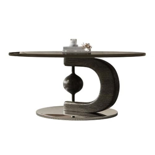 SFANIIX Moderner Mitteltisch Glas Runder Couchtisch Kleine Wohnung Wohnzimmer Licht Luxus Moderne Holz Kreativer Kaffee-Beistelltisch von SFANIIX