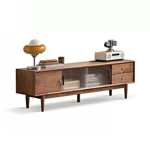 Moderner Multimedia-Konsole 70,8/78,7 Zoll TV-Ständer mit 3 Schubladen und Glasschiebetür Wohnzimmer TV-Ständer Medienkonsole für Wohnzimmer Schlafzimmer(A,L-200cm) von SFANIIX