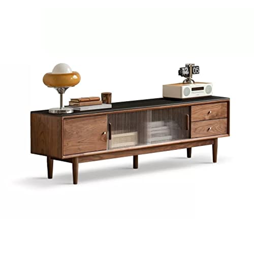 Moderner Multimedia-Konsole 70,8/78,7 Zoll TV-Ständer mit 3 Schubladen und Glasschiebetür Wohnzimmer TV-Ständer Medienkonsole für Wohnzimmer Schlafzimmer(B,M-180cm) von SFANIIX